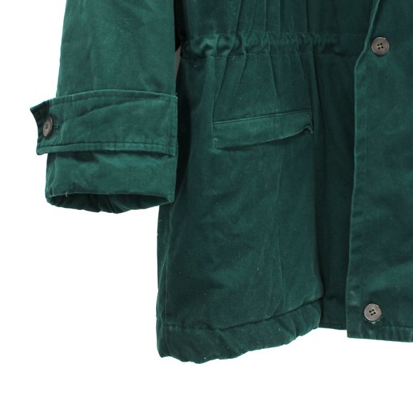Eddie Bauer Insulated Goose Down Green Velour Hooded Parka Coat L Hunting Jacket - Picture 3 of 7